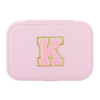 Rectangular PU Leather Jewelry Box with Letter Pattern, Single Layer Jewelry Organizer 6.3*4.5*2in