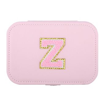 Rectangular PU Leather Jewelry Box with Letter Pattern, Single Layer Jewelry Organizer 6.3*4.5*2in