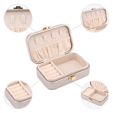 Rectangular PU Leather Jewelry Box with Mirror for Women, Single Layer Jewelry Organizer 5*3*1.6in