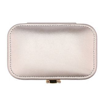 Rectangular PU Leather Jewelry Box with Mirror for Women, Single Layer Jewelry Organizer 5*3*1.6in
