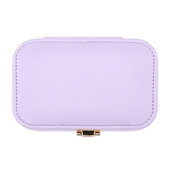 Rectangular PU Leather Jewelry Box with Mirror for Women, Single Layer Jewelry Organizer 5*3*1.6in