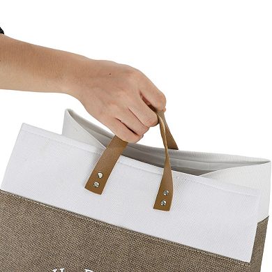 Laundry Basket, Foldable Laundry Hamper, Laundry Hamper with PU Handles, Storage Basket, 33x33x55cm