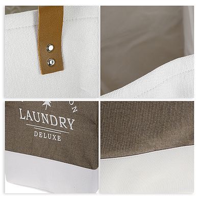 Laundry Basket, Foldable Laundry Hamper, Laundry Hamper with PU Handles, Storage Basket, 33x33x55cm