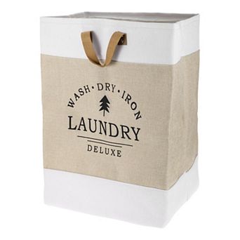 Laundry Basket, Foldable Laundry Hamper, Laundry Hamper with PU Handles, Storage Basket, 33x33x55cm