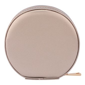 Round Jewelry Box for Women, Small Portable PU Leather Jewelry Organizer Case 4*4*2in