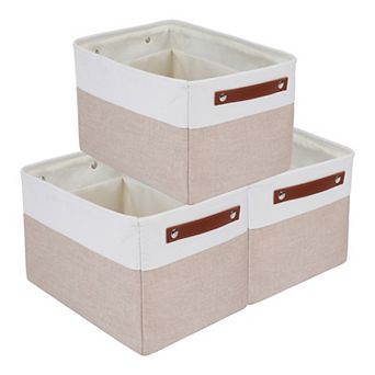 Storage Cube for Shelves Closet, 3 pc Fabric Storage Bin with Handles, Storage Basket 15x11x9.4in