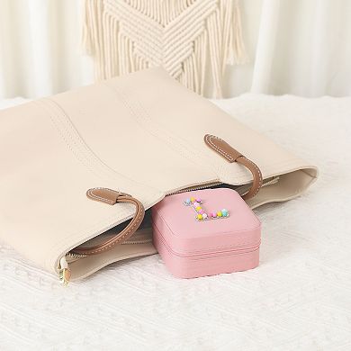 Portable Jewelry Box with Mirror, Mini PU Leather Jewelry Organizer Boxes 3.9*3.9*2in