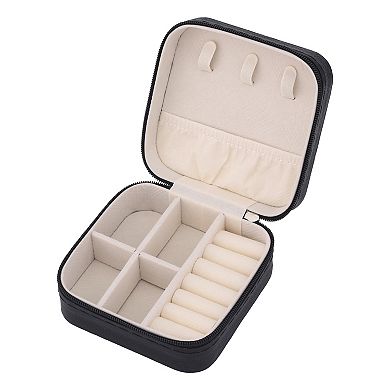 Portable Jewelry Box, Mini PU Leather Jewelry Organizer Boxes Storage Display Holder 4*4*2in
