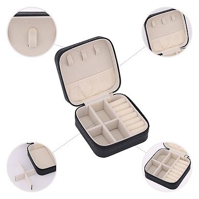 Portable Jewelry Box, Mini PU Leather Jewelry Organizer Boxes Storage Display Holder 4*4*2in