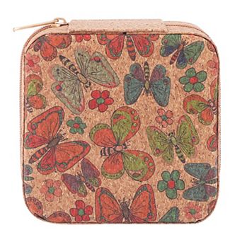 Vintage Jewelry Box for Women, Square PU Leather Jewelry Organizer with Zipper 4*4*2in