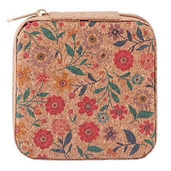 Vintage Jewelry Box for Women, Square PU Leather Jewelry Organizer with Zipper 4*4*2in