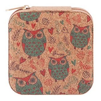 Vintage Jewelry Box for Women, Square PU Leather Jewelry Organizer with Zipper 4*4*2in