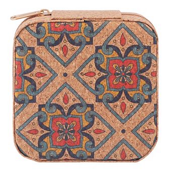 Vintage Jewelry Box for Women, Square PU Leather Jewelry Organizer with Zipper 4*4*2in