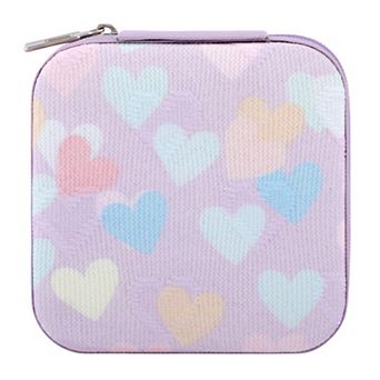 Mini Jewelry Box for Women, PU Leather Jewelry Organizer with Zipper, Storage Display Holder 4*4*2in