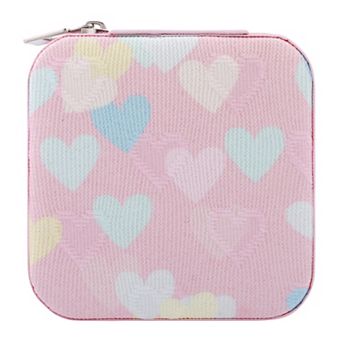 Mini Jewelry Box for Women, PU Leather Jewelry Organizer with Zipper, Storage Display Holder 4*4*2in