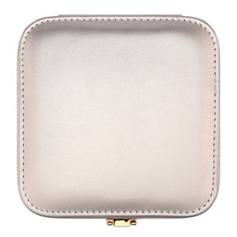 PU Leather Jewelry Box with Mirror for Women, Mini Portable Jewelry Organizer Case 6*6*2.8in
