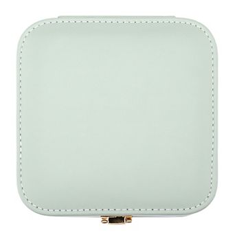 PU Leather Jewelry Box with Mirror for Women, Mini Portable Jewelry Organizer Case 6*6*2.8in