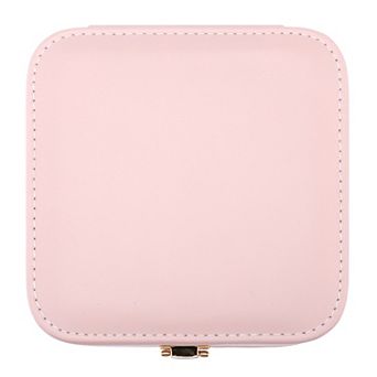 PU Leather Jewelry Box with Mirror for Women, Mini Portable Jewelry Organizer Case 6*6*2.8in