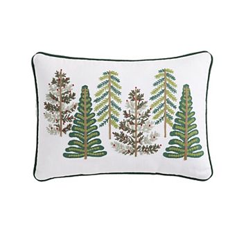 Holiday Embroidered Multi-Tree Throw Pillow