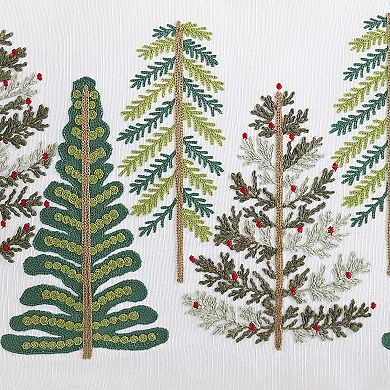 Holiday Embroidered Multi-Tree Throw Pillow