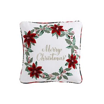 Merry Christmas Wreath Throw Pillow