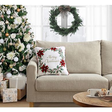 Merry Christmas Wreath Throw Pillow