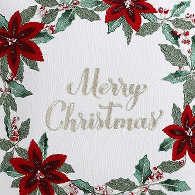 Merry Christmas Wreath Throw Pillow