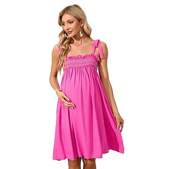 Women Maternity Dress Summer Sleeveless Midi Dresses Adjustable Straps Nursing Dress