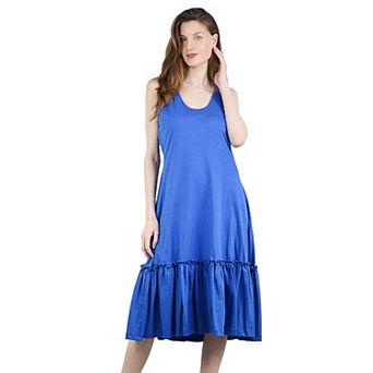 Women's Casual Summer Round Neck Midi Ruffled Knit Dress