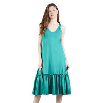 Women's Casual Summer Round Neck Midi Ruffled Knit Dress