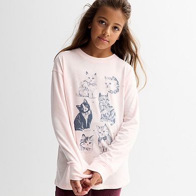 Girls 6-20 SO® Long Sleeve Oversized Graphic Tee In Regular & Plus Size
