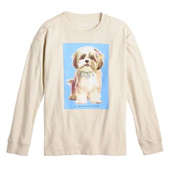Girls 6-20 SO® Long Sleeve Oversized Graphic Tee In Regular & Plus Size