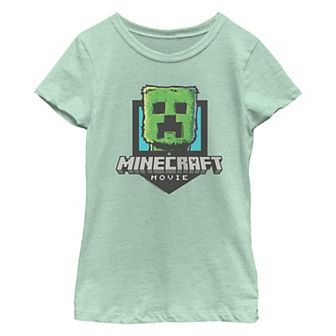 Girls 7-16 Minecraft Movie Creeper Portrait Graphic Tee
