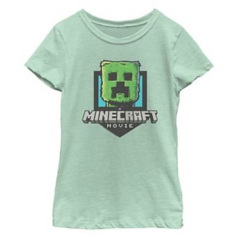 Girls 7-16 Minecraft Movie Creeper Portrait Graphic Tee