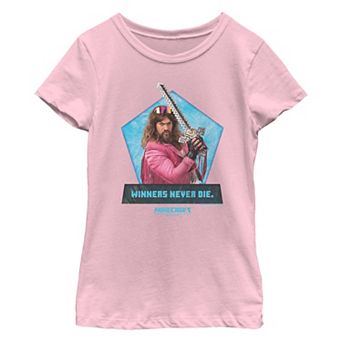 Girls 7-16 Minecraft Movie Winners Never Die Graphic Tee