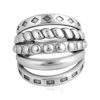 Southwest Spirit® Sterling Silver Textured 5 Band Ring