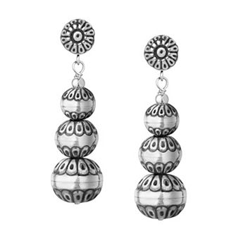 Southwest Spirit® Sterling Silver 3 Bead Drop Earrings