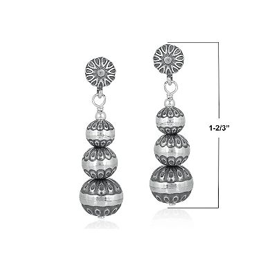 Southwest Spirit® Sterling Silver 3 Bead Drop Earrings