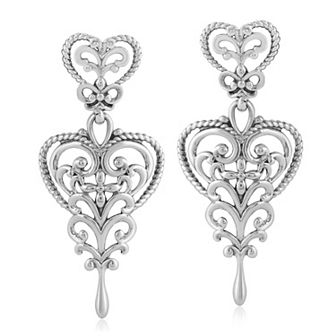 Southwest Spirit® Sterling Silver Heart Dangle Earrings