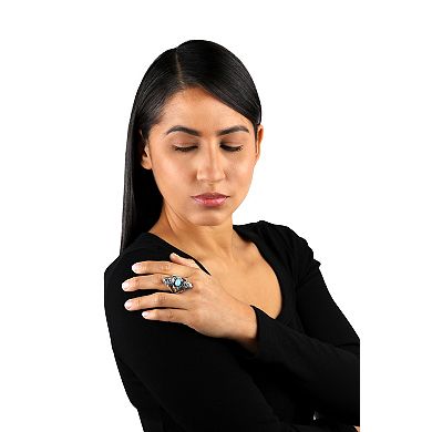 Southwest Spirit® Sterling Silver Turquoise Concha Rope Ring