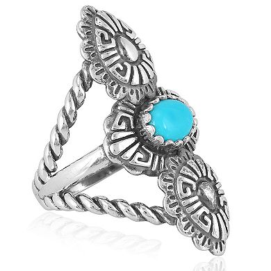 Southwest Spirit® Sterling Silver Turquoise Concha Rope Ring