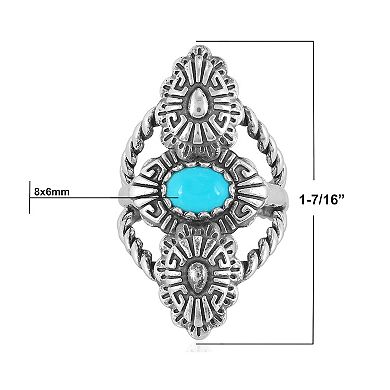 Southwest Spirit® Sterling Silver Turquoise Concha Rope Ring