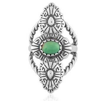 Southwest Spirit® Sterling Silver Turquoise Concha Rope Ring