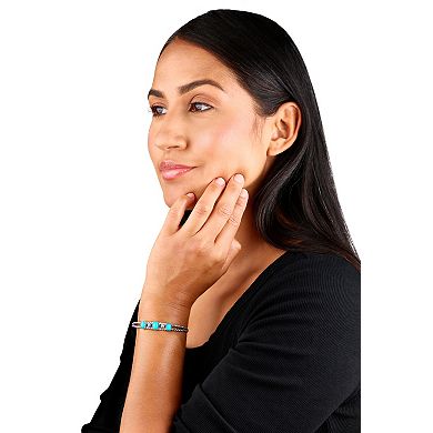 Southwest Spirit Sterling Silver Turquoise 3-Stone Oval Bracelet