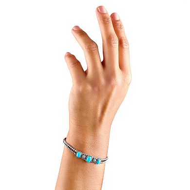 Southwest Spirit Sterling Silver Turquoise 3-Stone Oval Bracelet