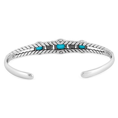 Southwest Spirit Sterling Silver Turquoise 3-Stone Oval Bracelet