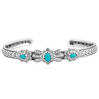 Southwest Spirit® Sterling Silver Turquoise 3-Stone Cuff Bracelet