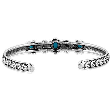 Southwest Spirit Sterling Silver Turquoise 3-Stone Cuff Bracelet