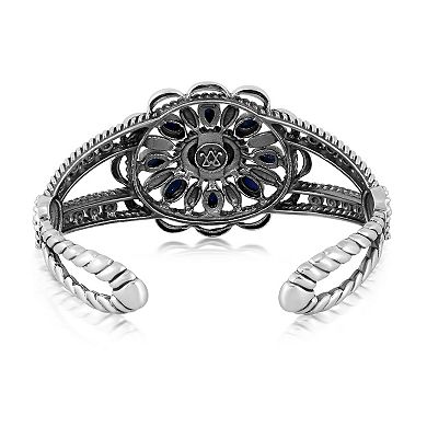 Southwest Spirit Sterling Silver Lapis Floral Medallion Cuff Bracelet