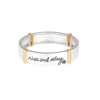 Bella Uno Fine Silver Plated Two-Tone "Rise and Slay" Stretch Bracelet
